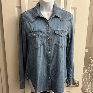 GAP Western Button Down Snap Jean Shirt S Small